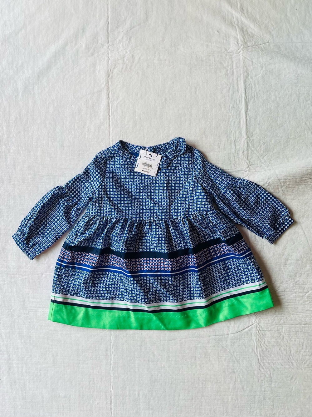 NWT Janie and Jack blue, green, red, dot long sleeved silky dress with bloomers